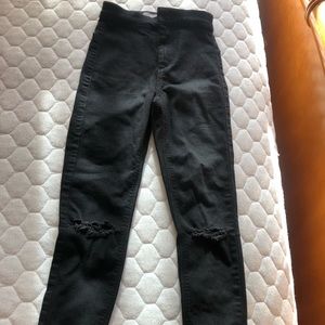 TOPSHOP BLACK RIPPED JONI JEANS
